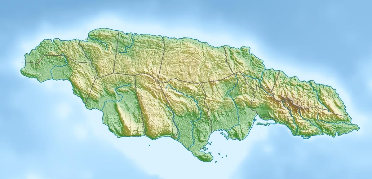 Mapa ng 3d jamaica