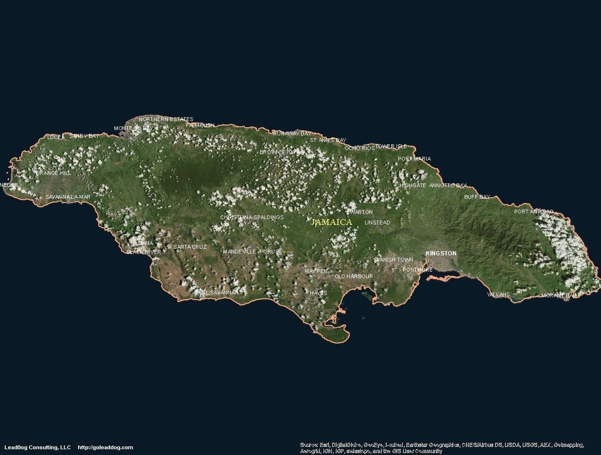 Mapa ng aerial jamaica