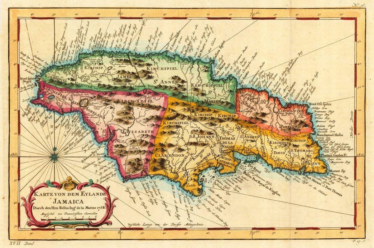 Mapa ng antigo jamaica