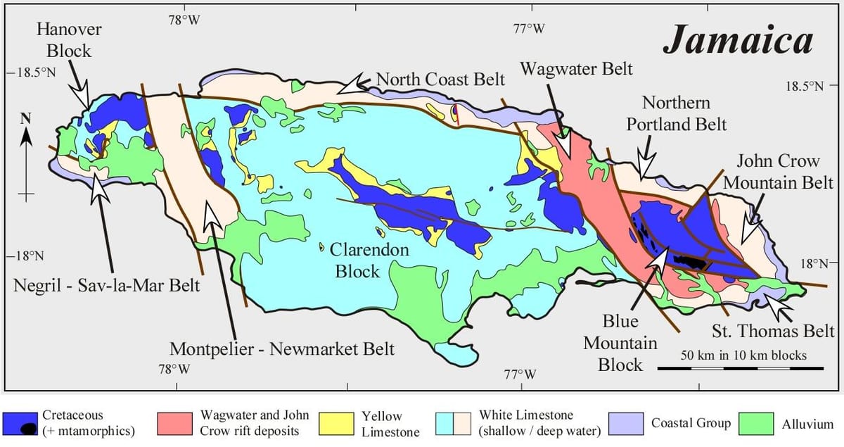 Mapa ng geological jamaica