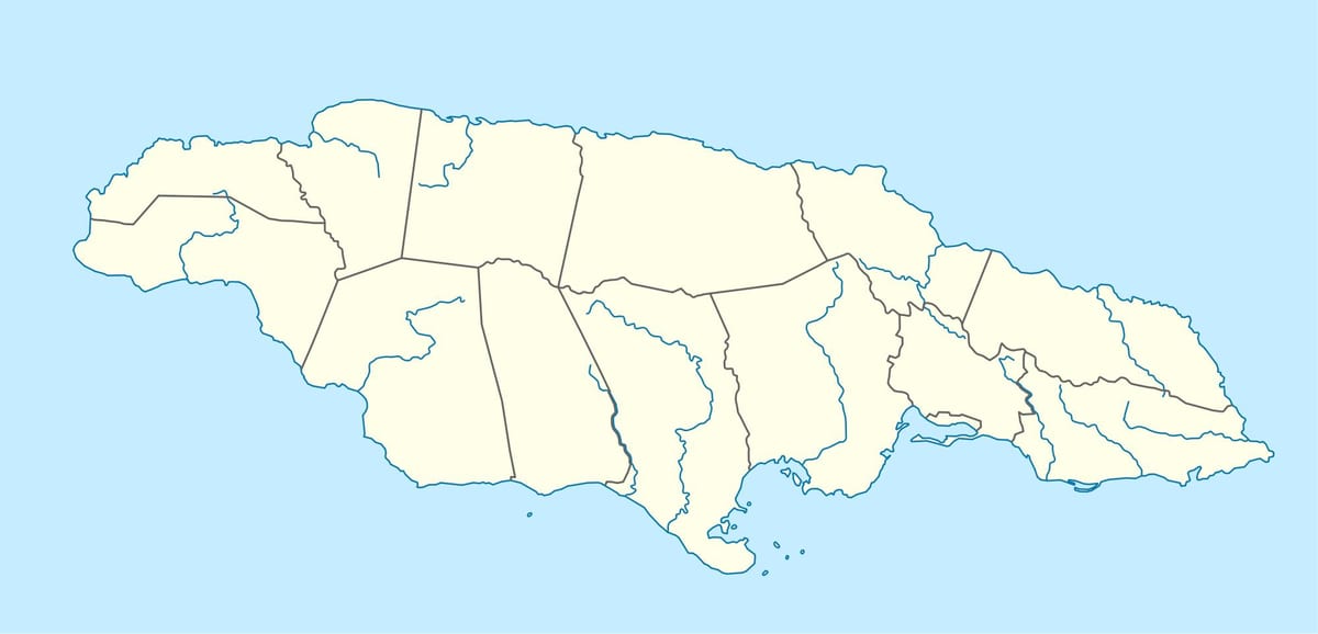 mapa ng jamaica ng pagpapakita ng mga ilog