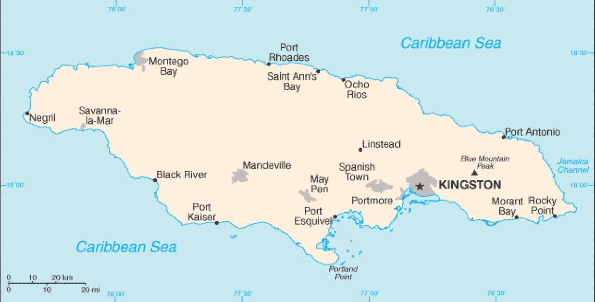 Mapa ng jamaica lugar