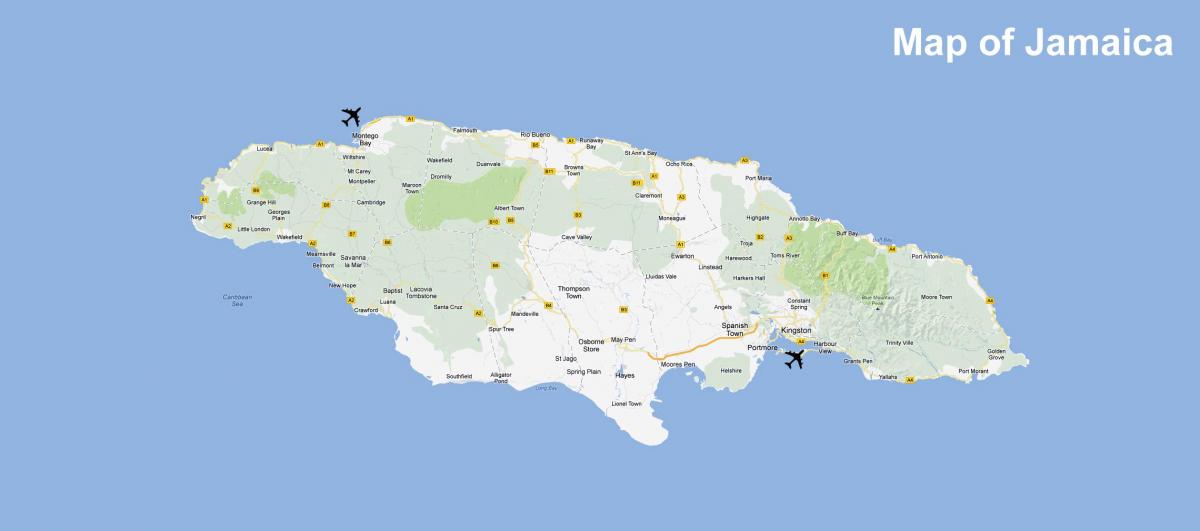 mapa ng jamaica paliparan at resorts