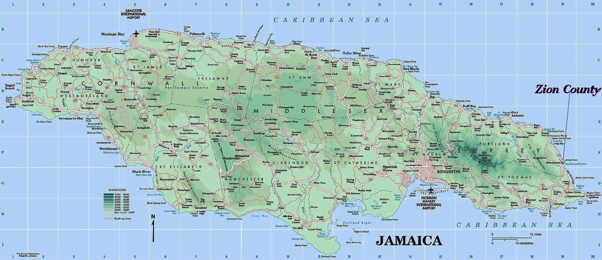 Mapa ng hilagang baybayin ng jamaica