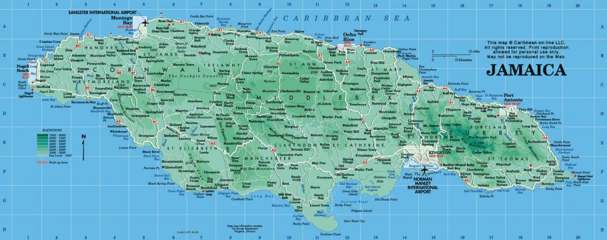 isang mapa ng jamaica
