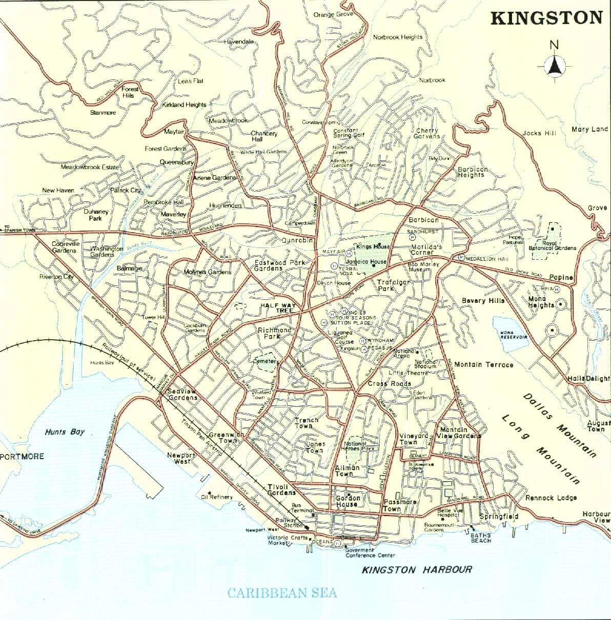 Mapa ng kingston jamaica kapitbahayan