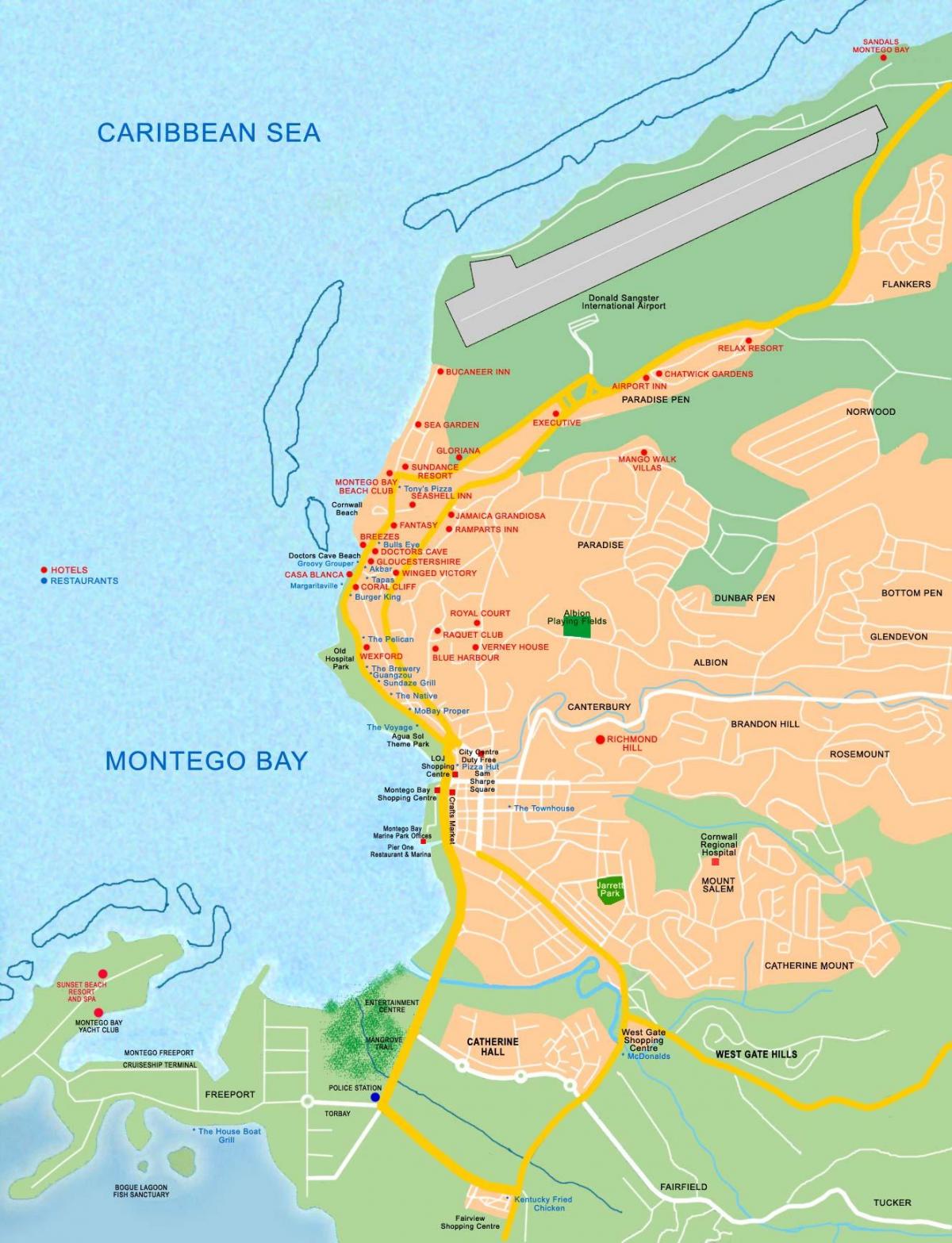 montego bay jamaica sa mapa