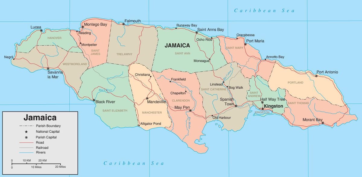 Mapa ng pampulitika jamaica