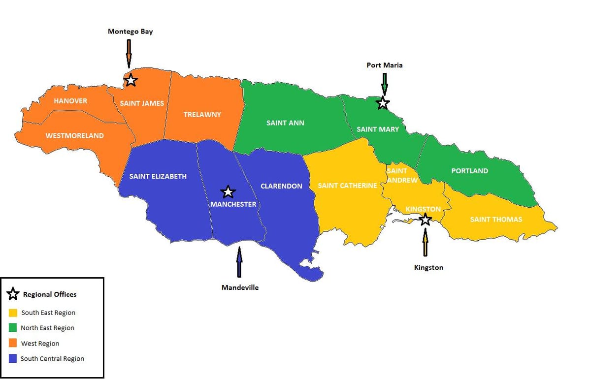 Mapa ng pang-ekonomiyang jamaica