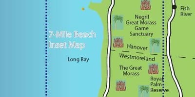 Mapa ng negril jamaica 7 milya sa dalampasigan