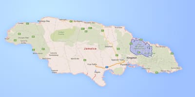 Mapa ng blue mountains jamaica