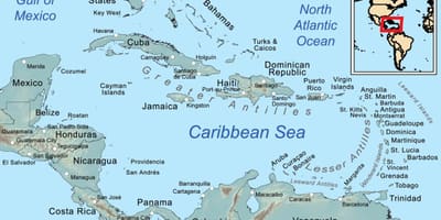 Jamaica sa mapa sa caribbean