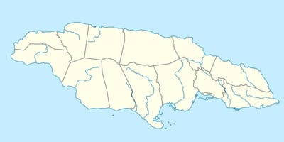 Mapa ng jamaica ng pagpapakita ng mga ilog