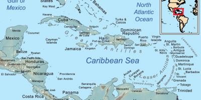 Mapa ng jamaica at nakapaligid na isla