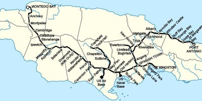 Mapa ng jamaica tren