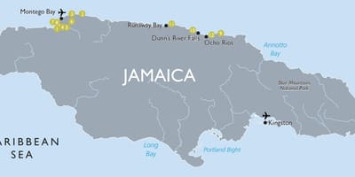 Mapa ng mga atraksyong panturista sa jamaica