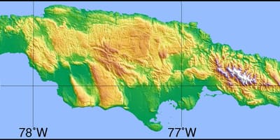 Mapa ng topographic jamaica